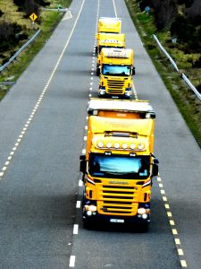 Trucks in convoy